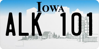 IA license plate ALK101