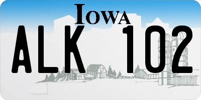 IA license plate ALK102