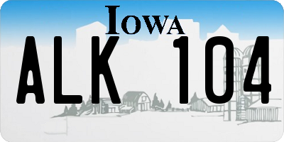 IA license plate ALK104
