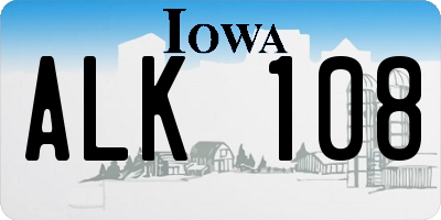 IA license plate ALK108