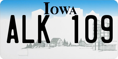 IA license plate ALK109