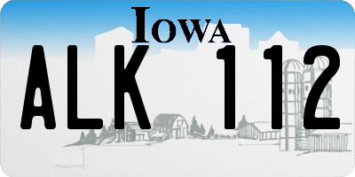 IA license plate ALK112