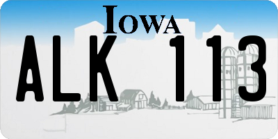 IA license plate ALK113