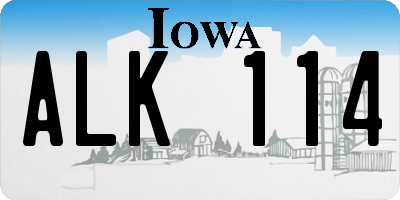 IA license plate ALK114