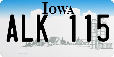 IA license plate ALK115