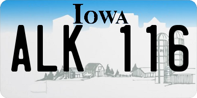 IA license plate ALK116