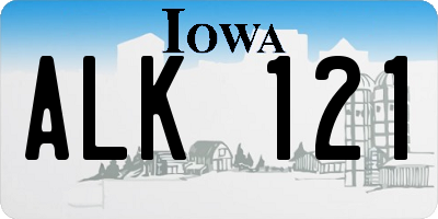 IA license plate ALK121
