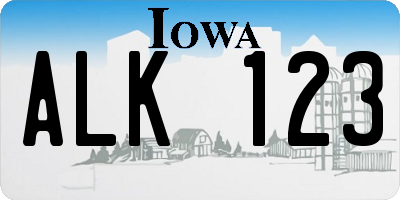 IA license plate ALK123