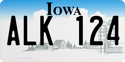 IA license plate ALK124