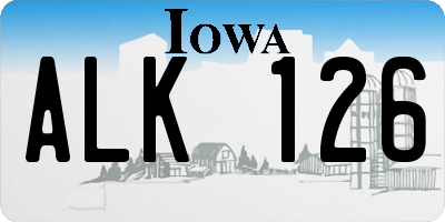 IA license plate ALK126