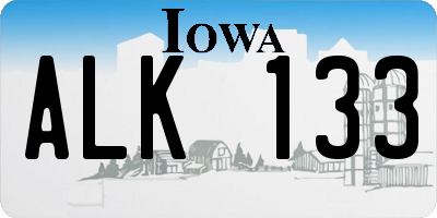 IA license plate ALK133