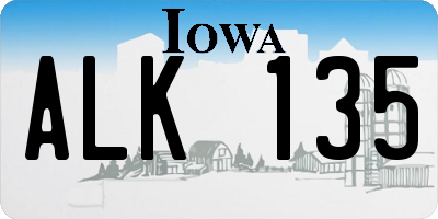 IA license plate ALK135