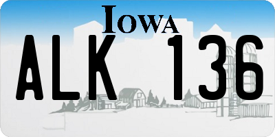 IA license plate ALK136