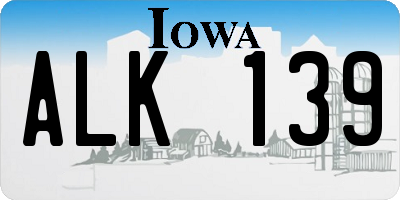 IA license plate ALK139
