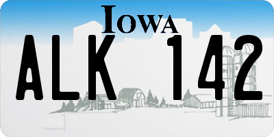 IA license plate ALK142
