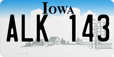 IA license plate ALK143