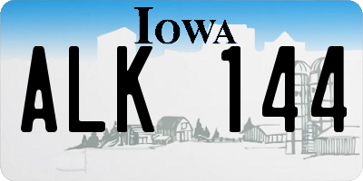 IA license plate ALK144