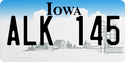 IA license plate ALK145