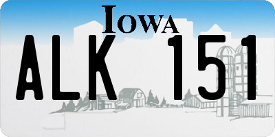 IA license plate ALK151