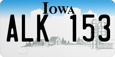 IA license plate ALK153