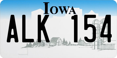 IA license plate ALK154