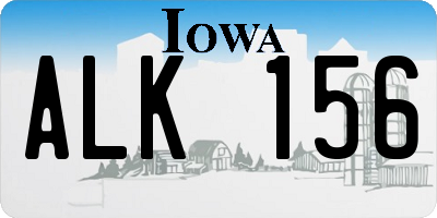 IA license plate ALK156