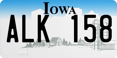 IA license plate ALK158