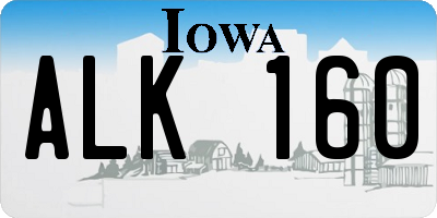 IA license plate ALK160