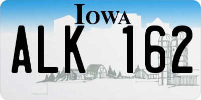 IA license plate ALK162