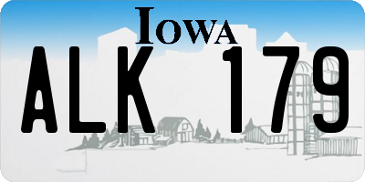 IA license plate ALK179