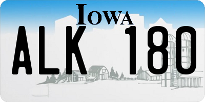 IA license plate ALK180