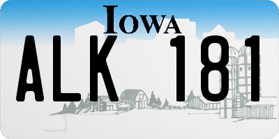 IA license plate ALK181