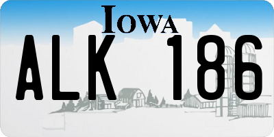 IA license plate ALK186