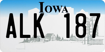 IA license plate ALK187