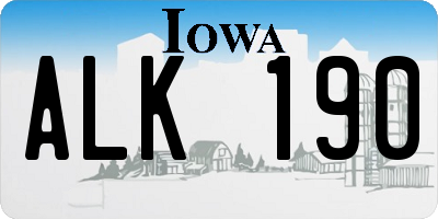 IA license plate ALK190