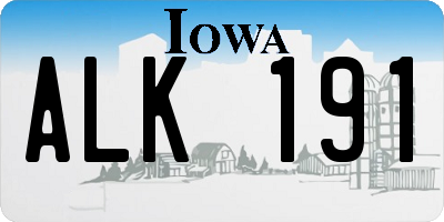 IA license plate ALK191