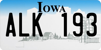 IA license plate ALK193