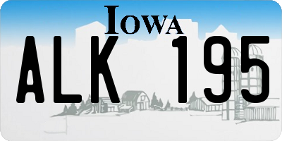 IA license plate ALK195