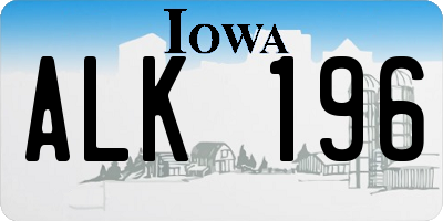 IA license plate ALK196