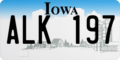 IA license plate ALK197
