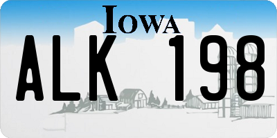 IA license plate ALK198
