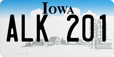 IA license plate ALK201