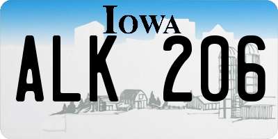 IA license plate ALK206