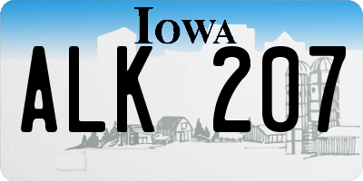 IA license plate ALK207
