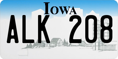 IA license plate ALK208