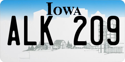 IA license plate ALK209