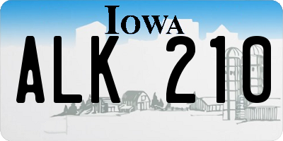 IA license plate ALK210