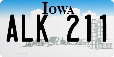 IA license plate ALK211
