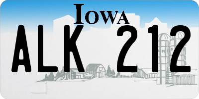 IA license plate ALK212