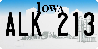 IA license plate ALK213